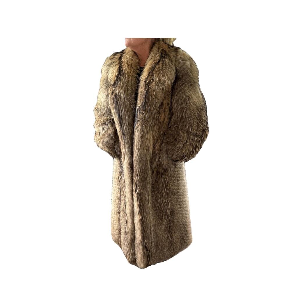 Vintage 1980s Full-Length Raccoon Fur Coat by The Evans Collection Size 12 55” L